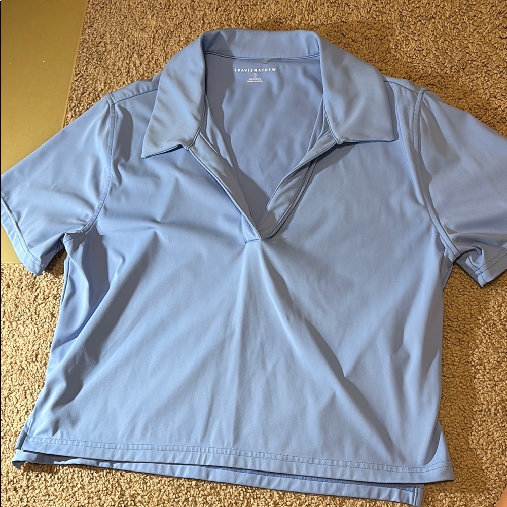 Travis Mathew Blue Crop Polo Shirt